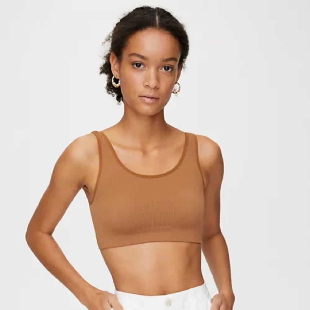 Sunday Best Seamless Ribbed Bra Top in HONEY BEIGE